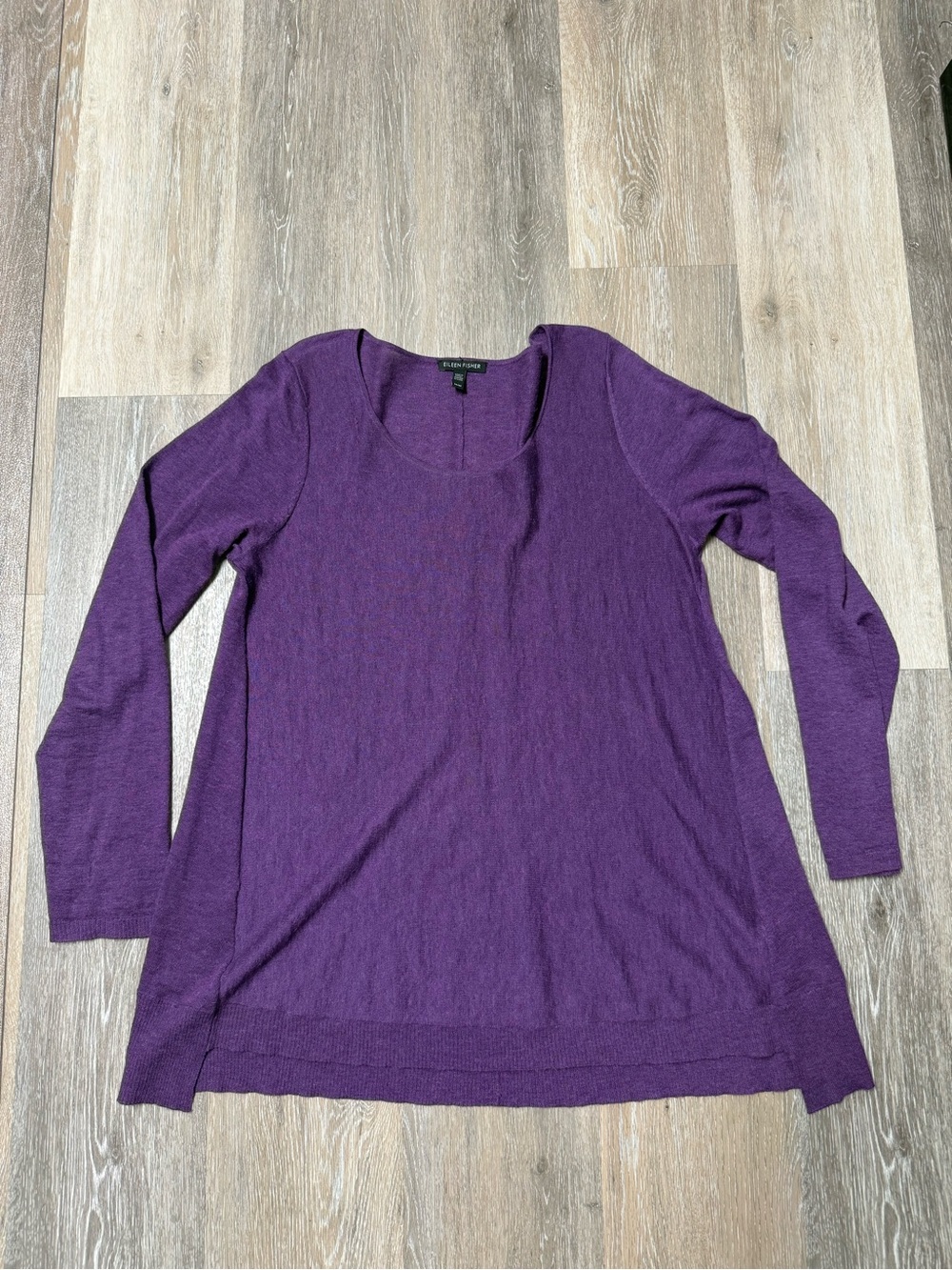 Eileen Fisher Purple Tencel Merino Wool Alpaca Tunic Sweater Medium